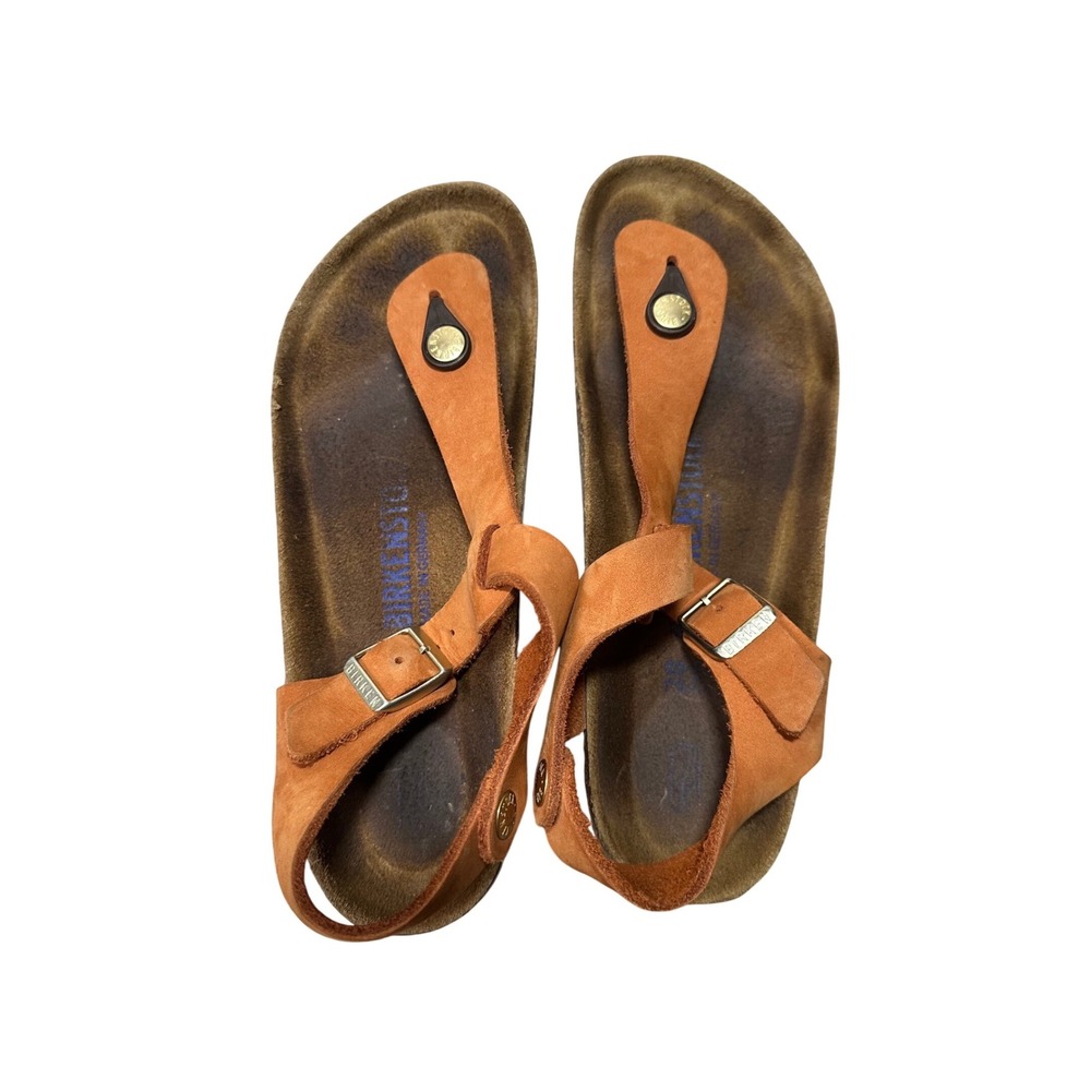 Birkenstock Kairo Backstrap Sandal Women 38 Orange Suede Cork Footbed